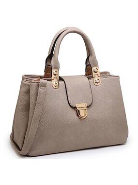 Vegan Leather Satchel Handbag Top Handle Tote Purse Shoulder Bag